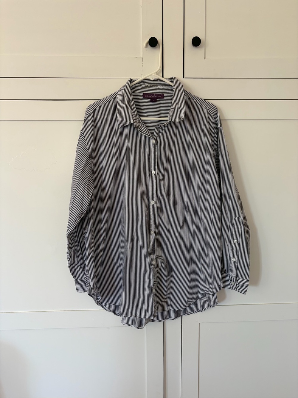 Gloria Vanderbilb Amanda Blue Stripe Button Shirt Size XL